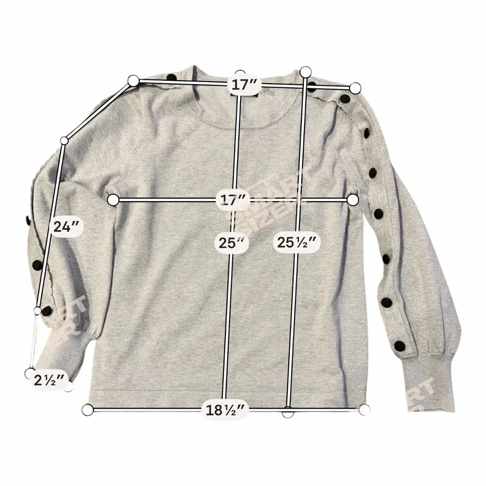 Karl Lagerfeld Metallic Balloon Sleeve Sweater Medium | Shimmer Knit A28 - Picture 6 of 6